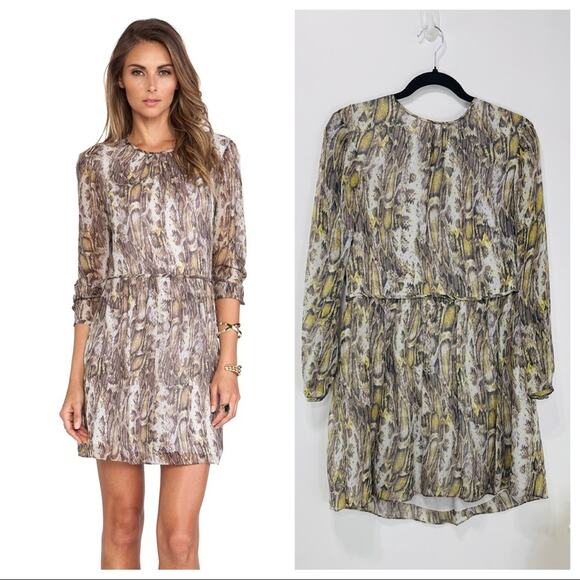 Jenni Kayne Long Sleeve Dress in Grey Multi Snake print Size S